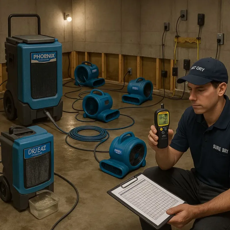Structural Drying and Dehumidification process in Limestone, ME